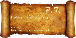 Petki Tétény névjegykártya